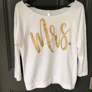 Custom “Mrs” sweater with gold sparkly letters